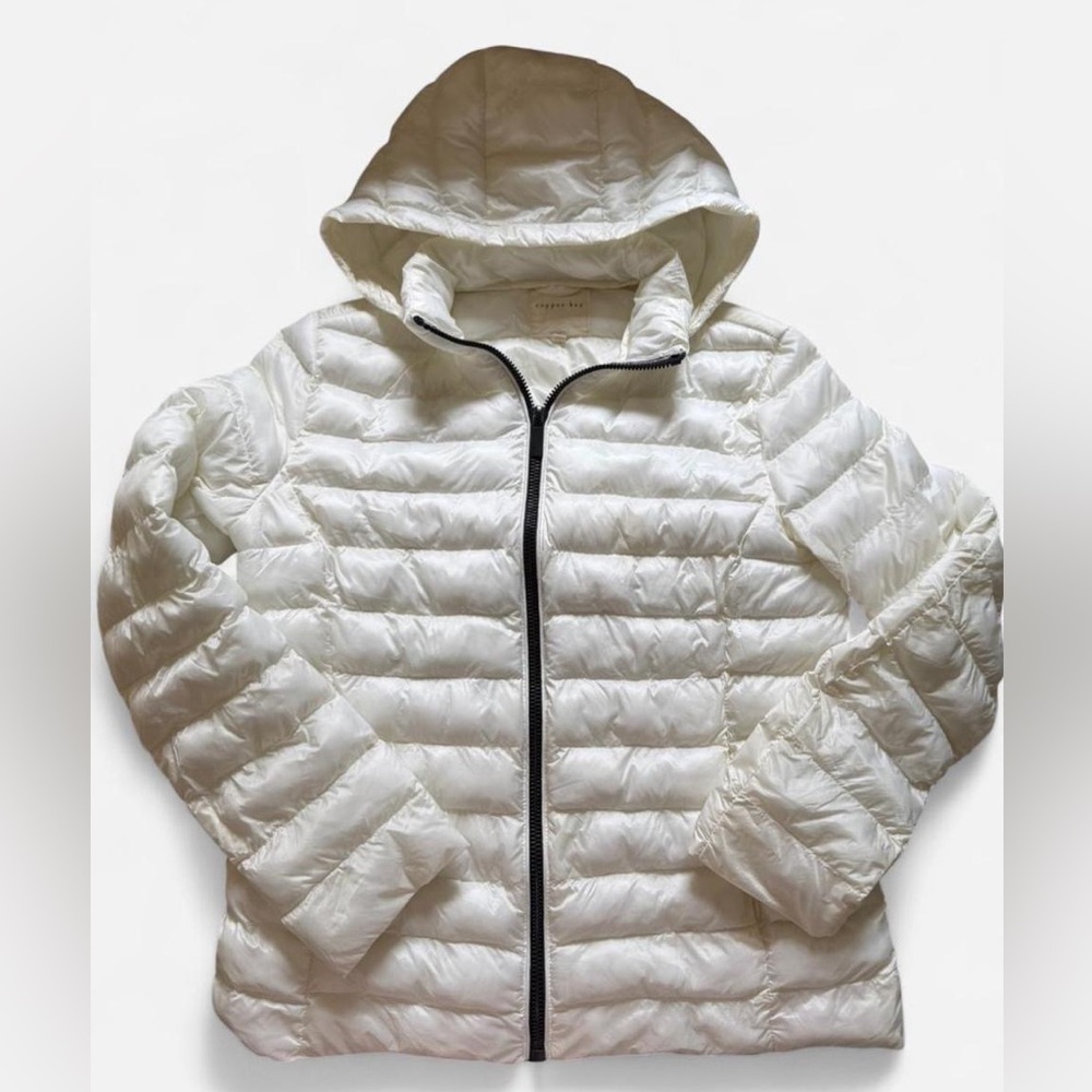 Copper Key White Hooded Light Weight Zip Up Puffer Jacket Size XS